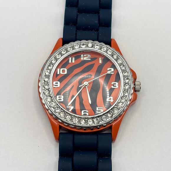 Silver & Orange Tiger Stripe Men's Watch - Picture 4 of 5